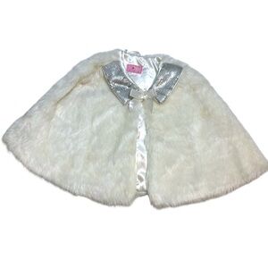 Toby NYC ivory and sequin collared faux fur wrap shawl size 4-14